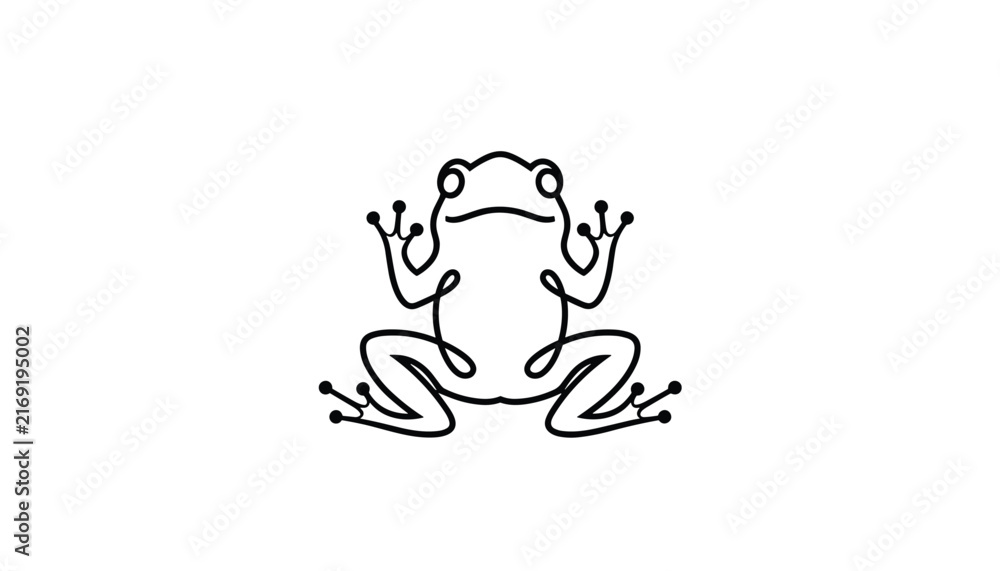 Obraz premium Continuous single line vector illustration of a small frog, showing its minimalist outline on a clean white background.