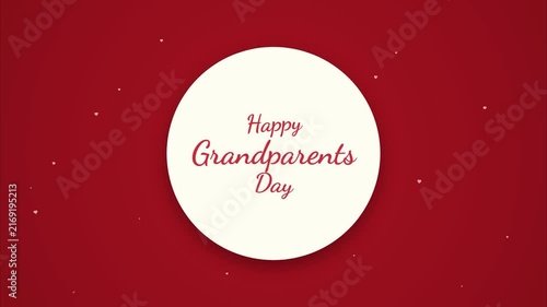 National grandparents day celebration circles minimalist flat design red background greeting card graphic social media banner