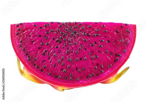 Fresh dragon fruit slice isolated on transparent background