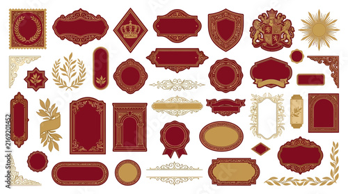 Ornate Royal Emblems, Crests, Shields, Frames, Borders, Isolated