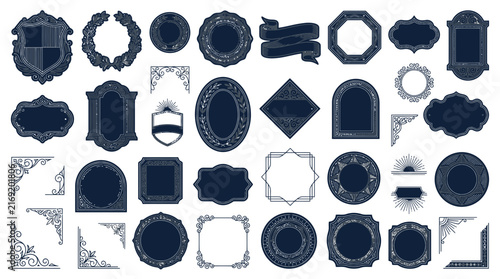 Ornate Vintage Frames and Borders Collection, Isolated on Transparent Background
