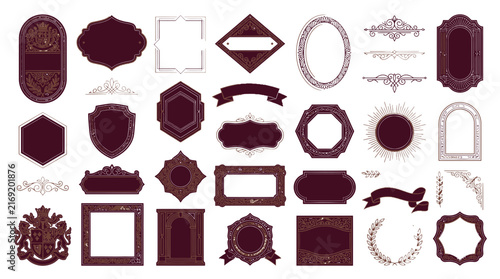 Ornate Vintage Frames and Emblems - Isolated Design Elements