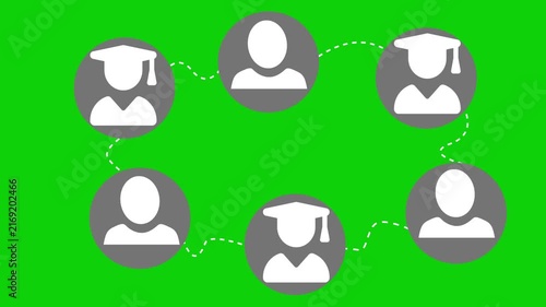 Connected student and teacher avatars for online learning network animation