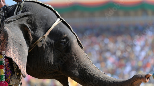 Captivating Side Profile of a Decorated Elephant Participating in the Grand Mysore Dasara Festival