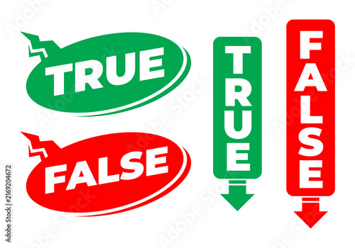 True and False Typography Comparison in Bold Green and Red