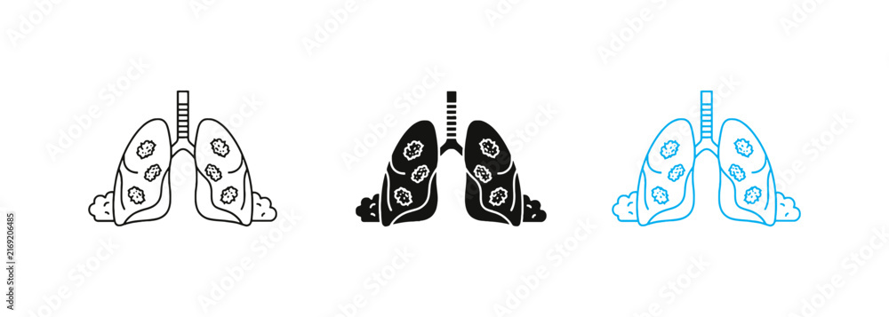 Fototapeta premium Human Lungs Icon Anatomy Medical Set Collection isolated on White Background with Line Flat and Solid Style Symbol Vector Illustration for Healthcare Web UI UX .
