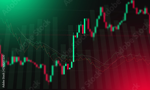 Konstfotografi Dynamic stock market candlestick chart showing volatile price movements and tech