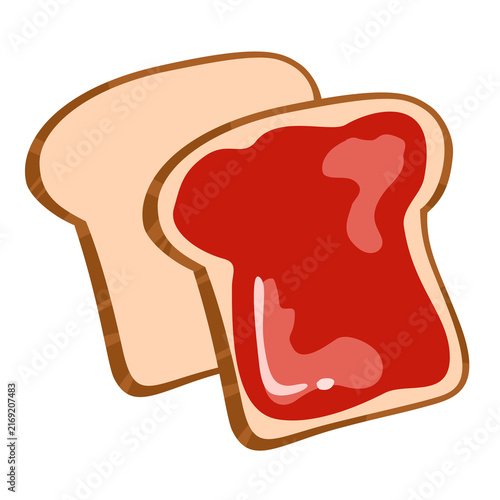 Foto Two slices of soft bread are layered with rich red jam, creating a simple, sweet, and delicious breakfast snack that evokes warmth, comfort, and homemade goodness for everyday enjoyment together