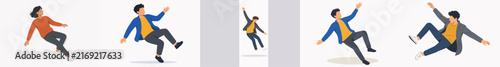Vector illustration of a person falling  white background