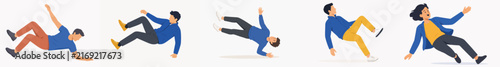 Vector illustration of a person falling  white background