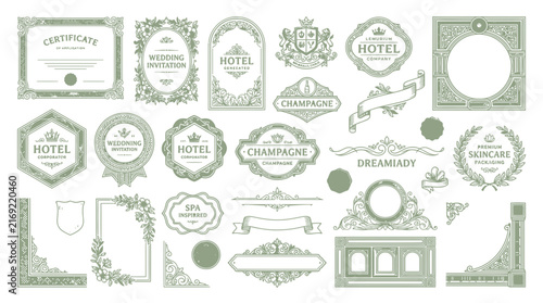 Vintage Decorative Elements and Ornate Frames - Isolated Set