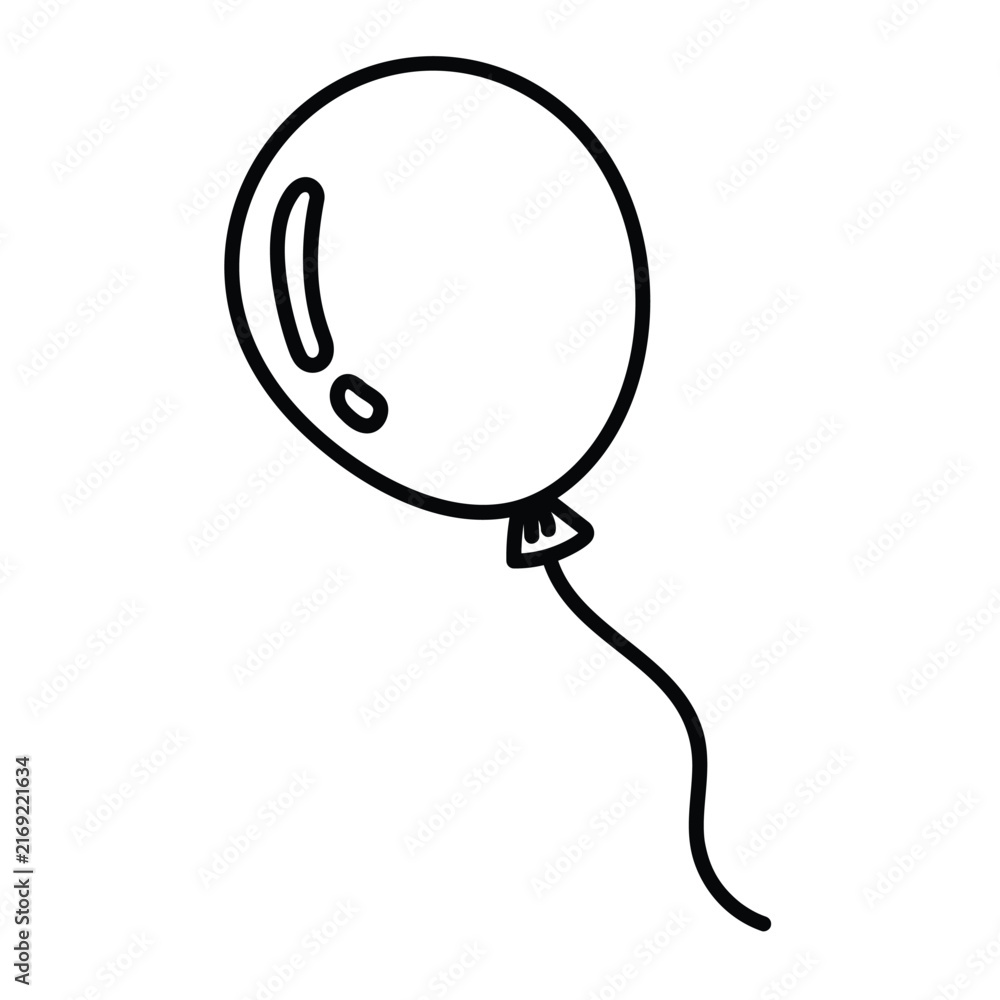 Obraz premium Hand drawn balloon doodle icon for birthday party celebration and festive event design