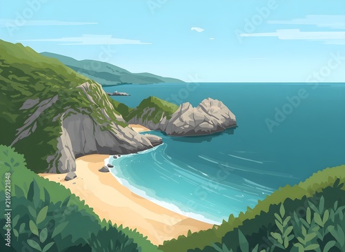 Secluded Sandy Beach Cove with Turquoise Water