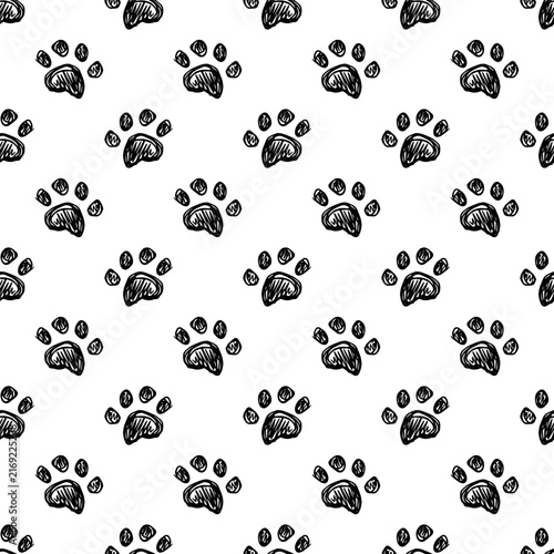 Seamless pattern with cute cat's paw Cat, dog, animal, pet, puppy, bear, wolf, tiger paw For decorative print, wrapping paper, kids print, fabric, package, background
