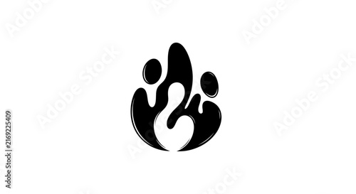 Stylized black family logo on white background with figures circular formation three figures togetherness relationship connection solidarity