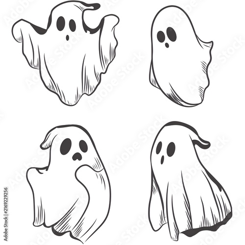 Canvastavla ​Hand Drawn Ghost Sketches Isolated Vector Set
