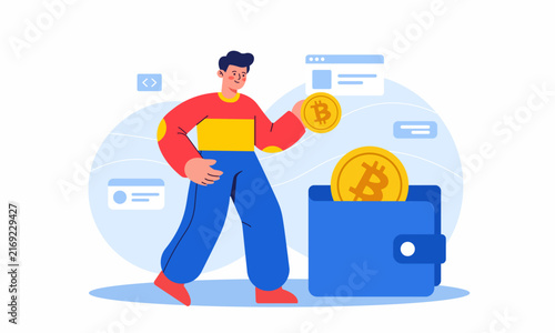Foto Illustration cryptocurrency investment digital wallet management finance