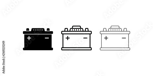 Konstfotografi Car battery vector icon set in solid and outline linear design styles