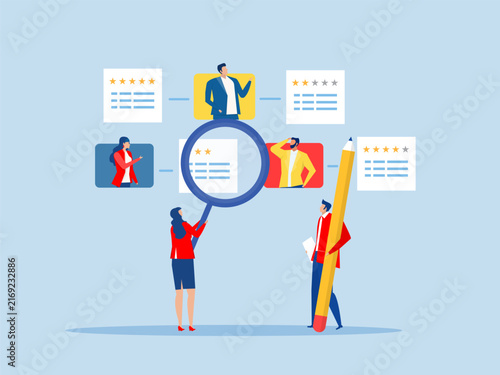 Quadro su tela Business people HR with magnifier to choose choose candidate resume