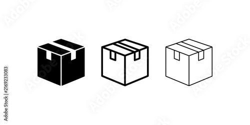 Fotografie Box icon set in various styles for packaging and delivery concepts