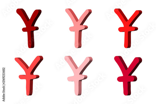 Quadro su tela Set of 3d chinese yuan currency symbol Elements for design