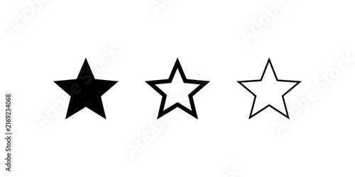 Bild auf Leinwand Five point star icon set in black silhouette and outline for ranking