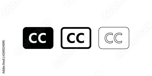 Plakat Closed caption symbol icons featuring black solid and linear button style.