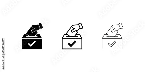 Bild auf Leinwand Voting ballot box icons featuring hand and check mark for election theme