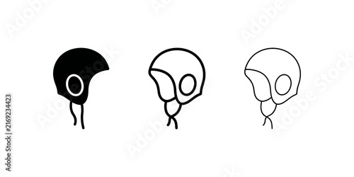 Fotografía Water polo cap icon set in black solid and outline versions.