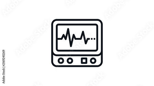 Medical ECG monitor icon isolated on transparent background