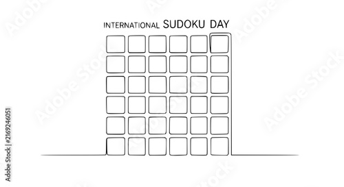 International Sudoku Day graphic with empty grid and text