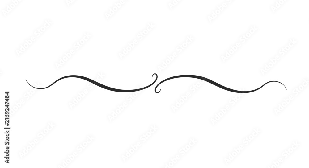 Fototapeta premium Delicate calligraphic text divider with elegant swirling lines for books, invitations, or wedding designs.