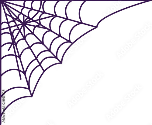 Purple spiderweb corner illustration on transparent background
