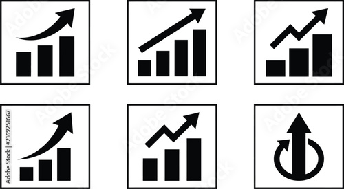 Six arrow icons up in a row vector set
