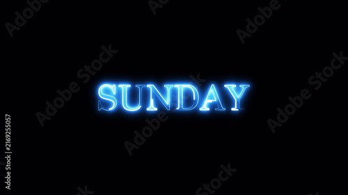 Abstract glowing Friday text neon on black background animation with alpha channel ,day of week.
