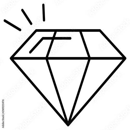 Diamond icon shining gem crystal luxury reward premium quality line vector illustration