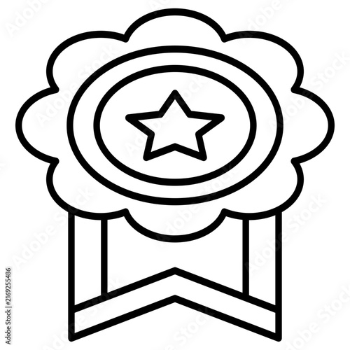 Award rosette icon star badge ribbon quality seal winner prize vector illustration
