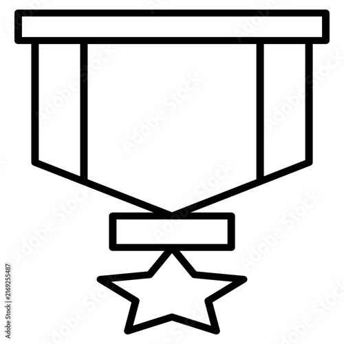 Military star medal icon honor award ribbon badge rank victory vector illustration
