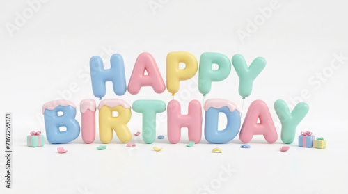 Happy Birthday 3D Pastel Letter Balloons with Gift Boxes