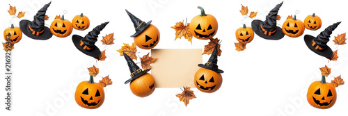 Set of A spooky cemetery landscape for Halloween with weathered gravestones on transparent background. Ai generated