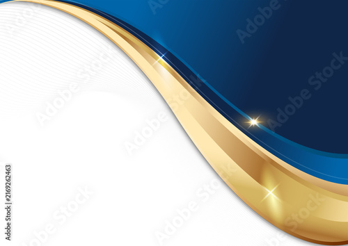 luxury corporate certificate background with a formal blue and gold curve template