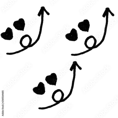 Hand-Drawn Hearts and Arrow Doodle, Minimalist Love Arrow Sketch Symbolg