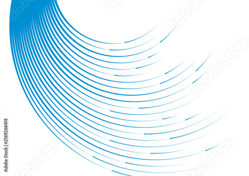 Abstract blue dynamic wavy lines tech background with digital data dots effect, futuristic connection network on white. Modern vector technology graphic design