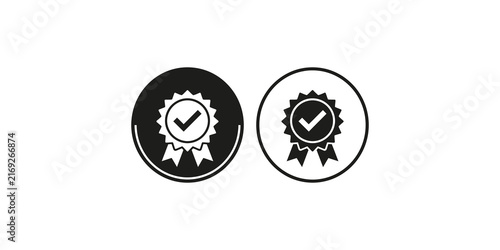 Bild auf Leinwand Quality award badge icon with checkmark symbol for certification and business excellence standards