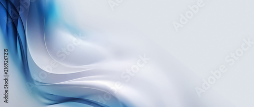 Abstract white background with elegant blue fluid curves and spacious copy space