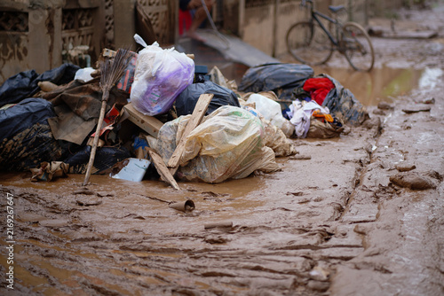 After the flood, the area was covered in mud and debris.