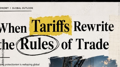 Tariffs Text Match Cut, Editorial Typography Animation, Trade Headline Graphic, Economic News Visual, 4K