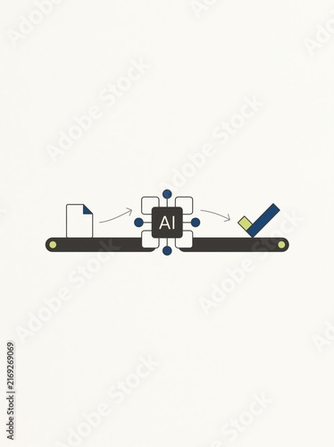 Artificial intelligence document processing automated validation machine learning conveyor belt concept