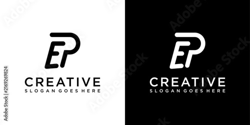 EP or PE initial letter logo design vector concept