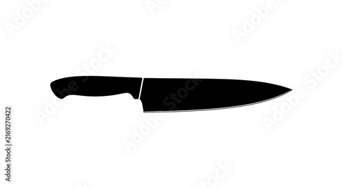 Photography Simple black kitchen knife icon on white background with cutlery utensil cooking